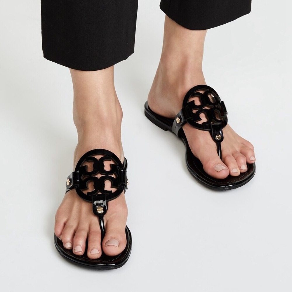 🆕 Authentic Patent Leather Tory Burch Miller Sandal Black 10.5